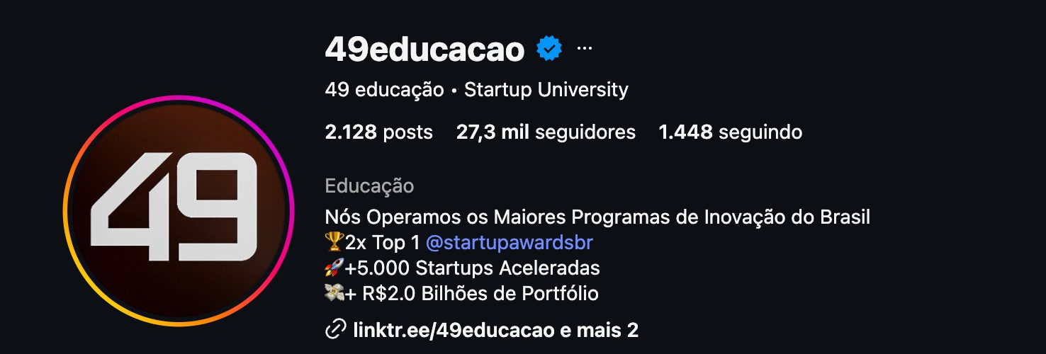 Bio de 49 educação no Instagram