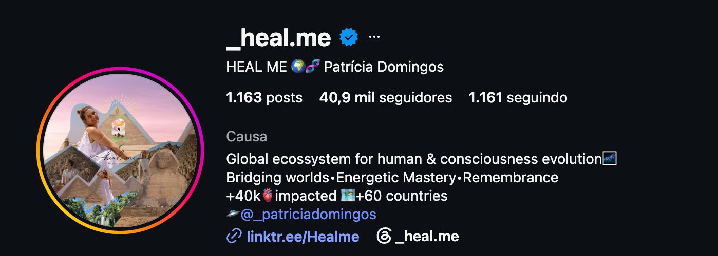 Bio de Patrícia Domingos no Instagram