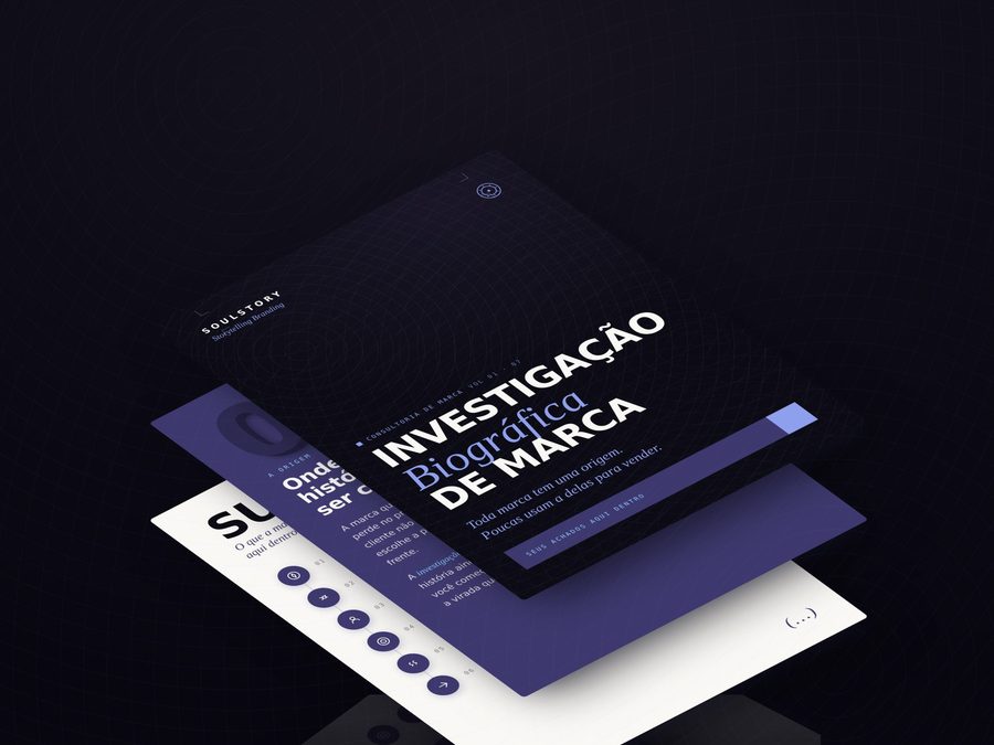 Mockup do entregável: Investigação Biográfica de Marca